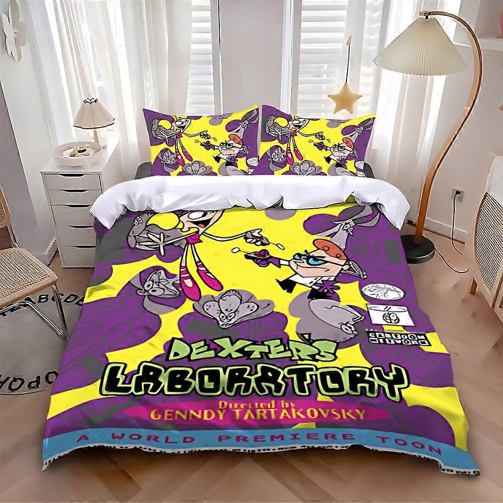 3pcs Dexter'S Lab Cartoon Printed Bedding Set