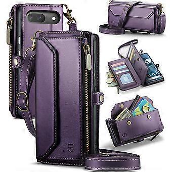 Wallet Case Purple PU Leather Crossbody with RFID Blocking, Magnetic Snap and 10Card Holder for Pixel 9 Pro