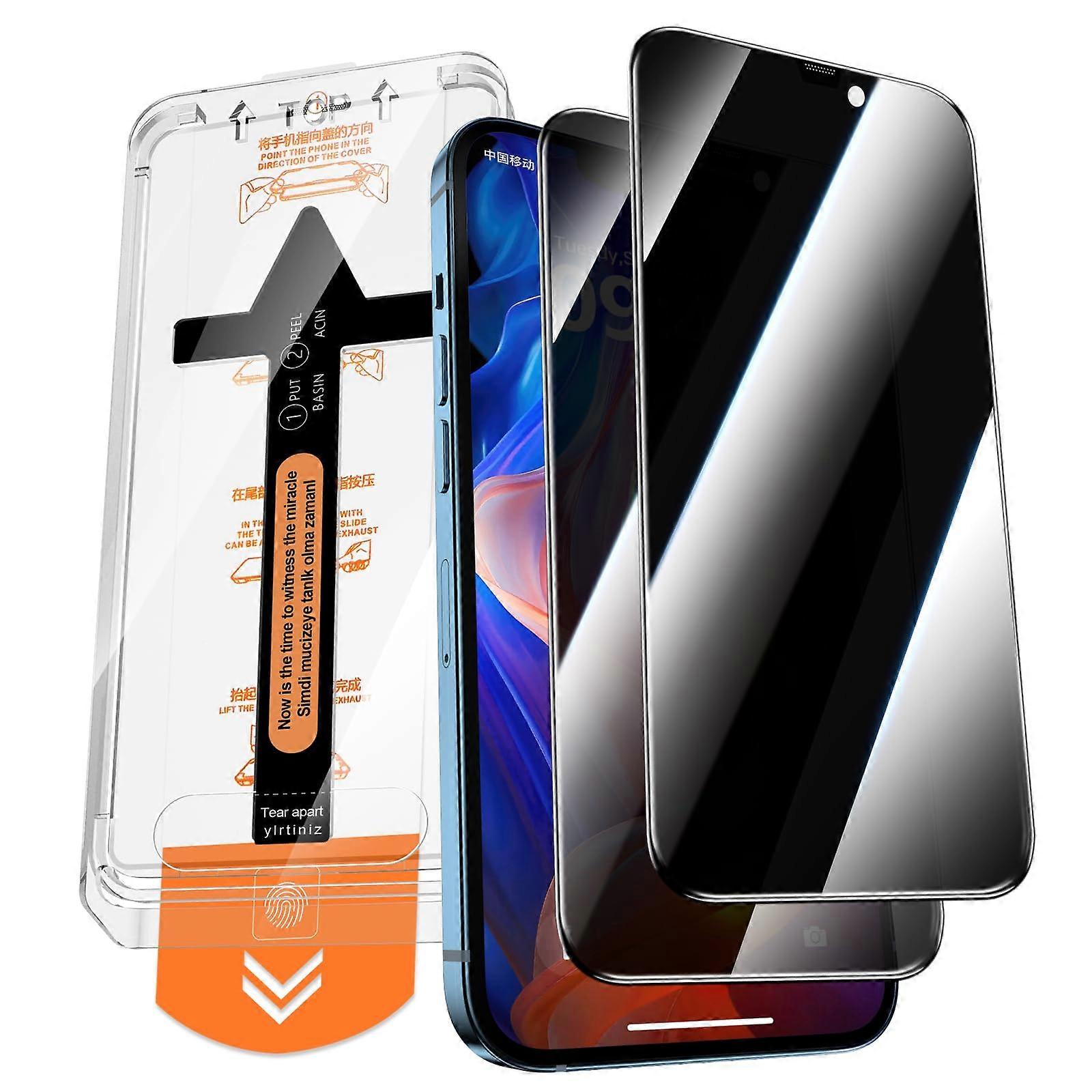 Privacy Screen Protector for iPhone 12 Pro Max 6.7 inch Full Coverage Tempered Glass 2 Pack with Dust Elimination Tool