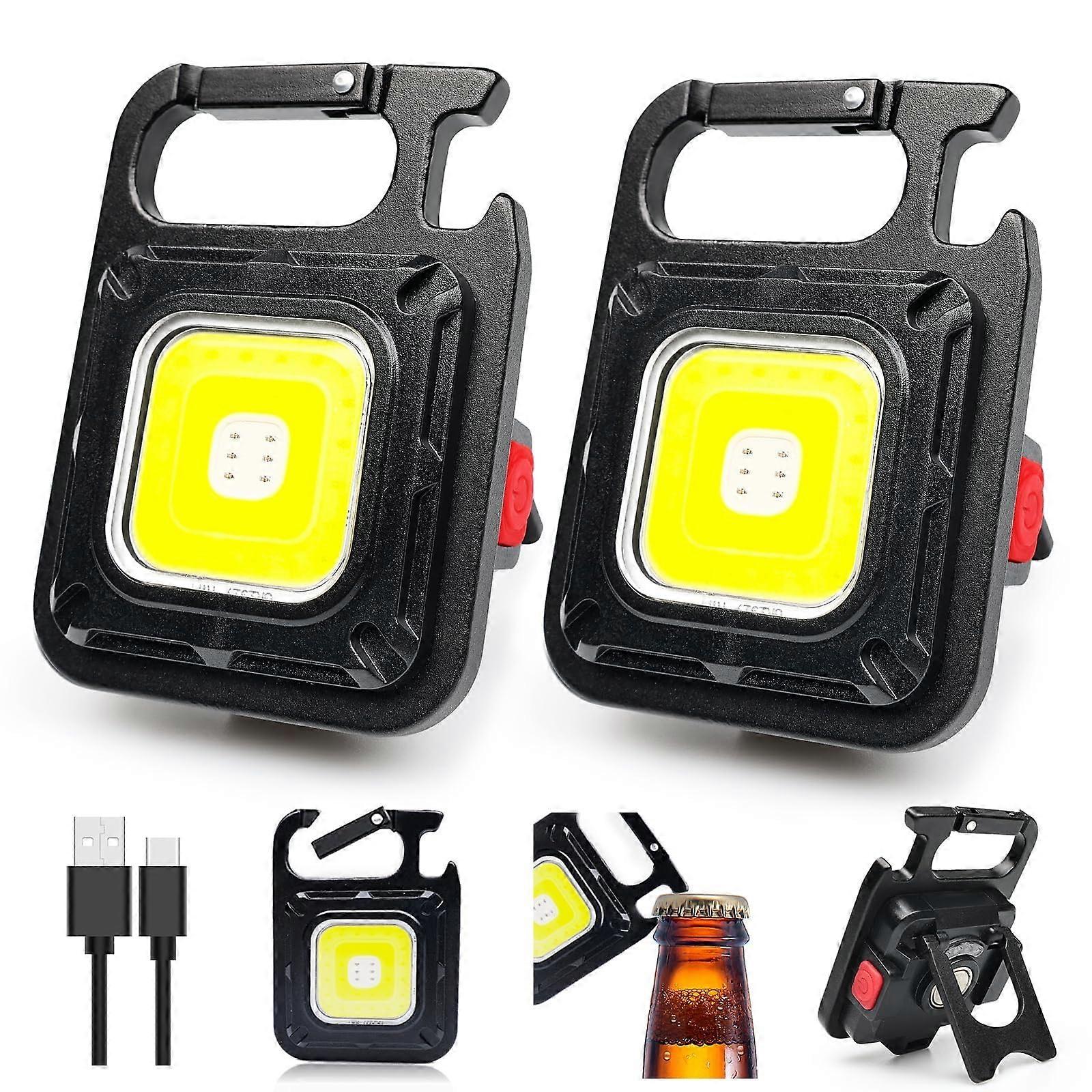 2000 Lumen Keychain Work Light with Magnetic Base, 7 Modes COB LED Flashlight and Foldable Bracket