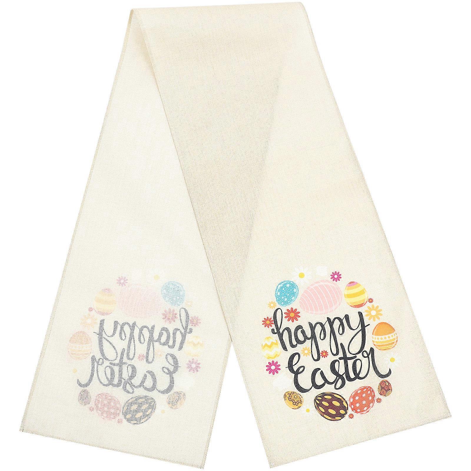 Linen Easter Tablecloth Runner for 5Pcs Spring Holiday Table Decor