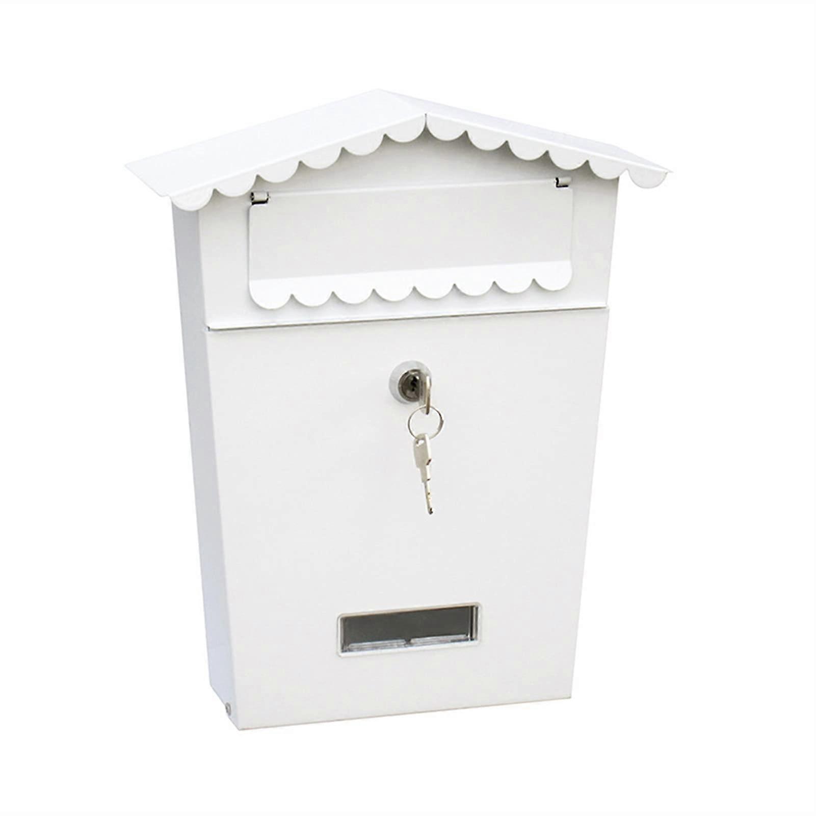 Weatherproof Locking Wall Mounted Mailbox, Rustproof Vertical Design, Black or White Outdoor Post Box
