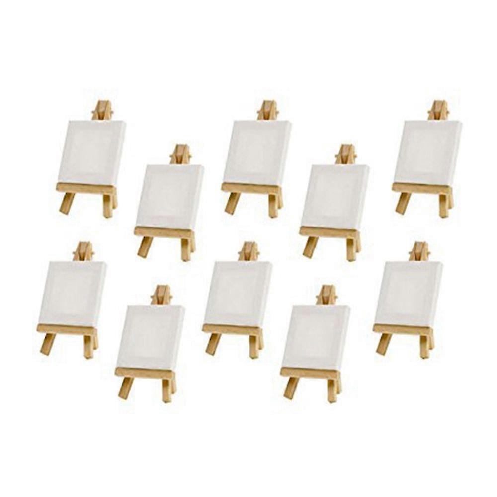 10 Sets Mini Display Easel With Canvas 8X8Cm Small Table Gift