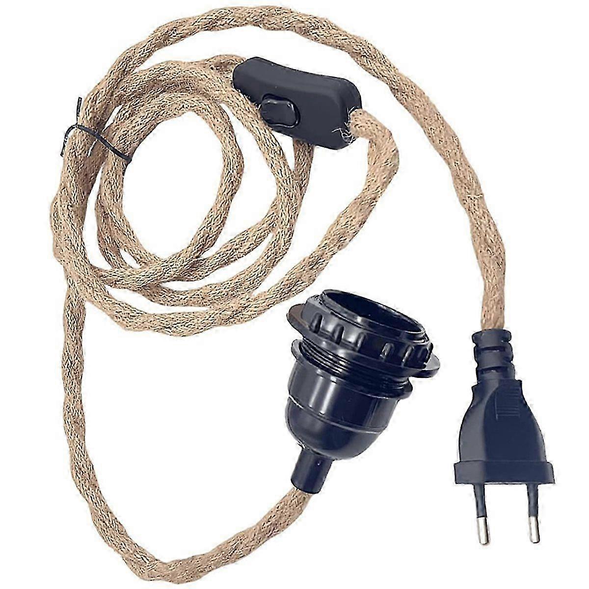 E27 Lamp Socket Pendant Light with Plug, E27 Lamp Holder with Cable and Switch 4.5 M Rope Pendant Li