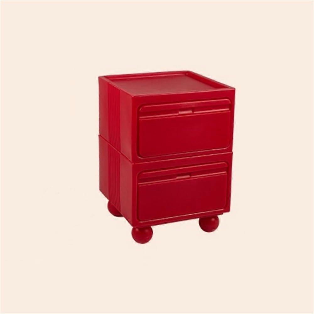 Red Bedside Table with Drawers 22.8in, MultiFunctional Stackable Nightstand for Bedroom, Precise 58cm Dimension