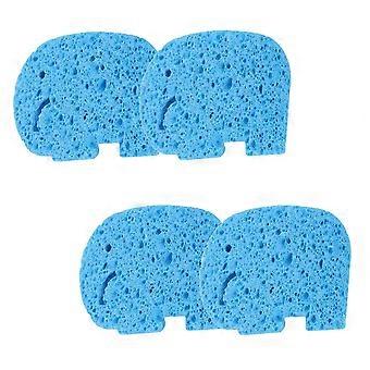 4 stk. babybadesvamp badebørste dusjsvamp tegneserie badebørste badehåndkle for småbarn spedbarn nyfødt (blå elefant)