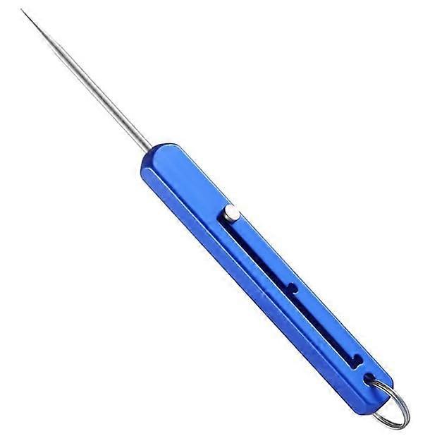 Retractable Toothpick Keychain with Spring PushPull Design, Reusable EDC Holder in Blue