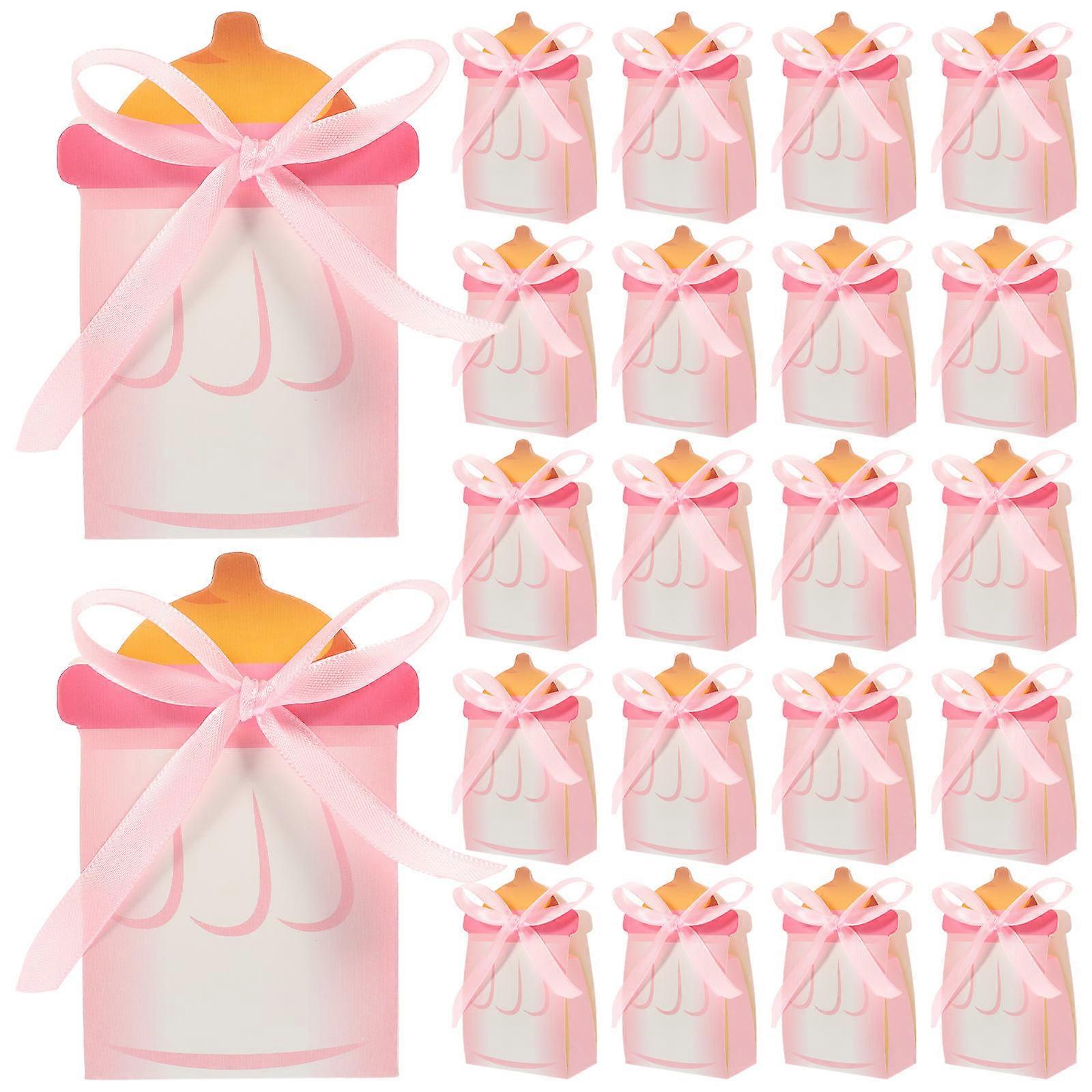 100Pcs Wedding Candy Boxes Pink for Storage Feeder Shaped Candy Boxes