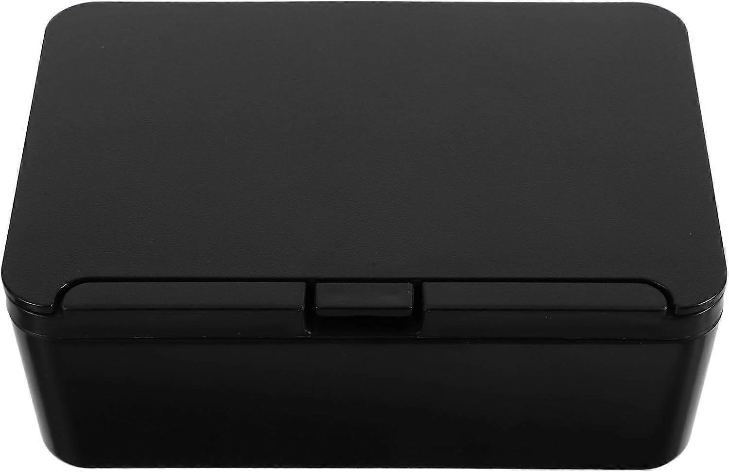 Wet Tissue Box Holder with Lid Black Rectangular Desktop