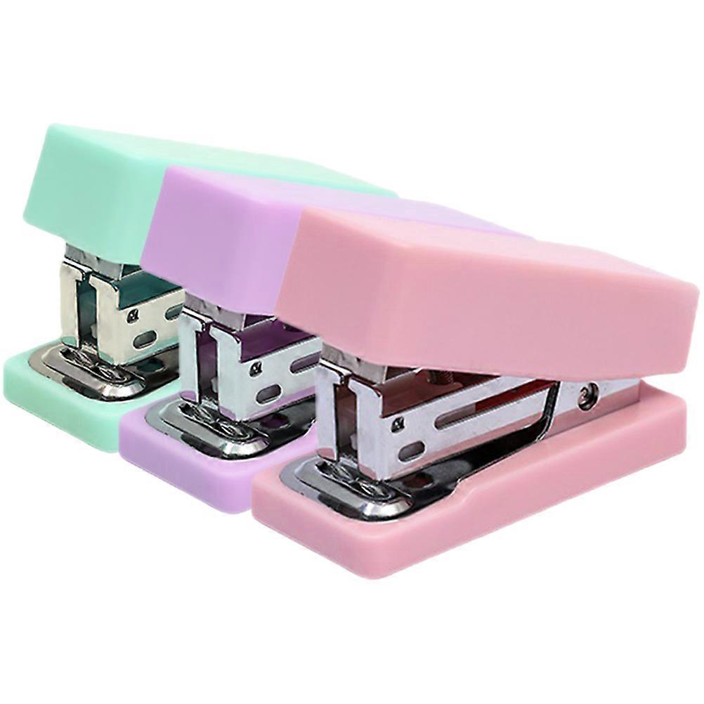 Portable Stapler Small Metal Staplers for Stapling Use 3Pcs Assorted Color