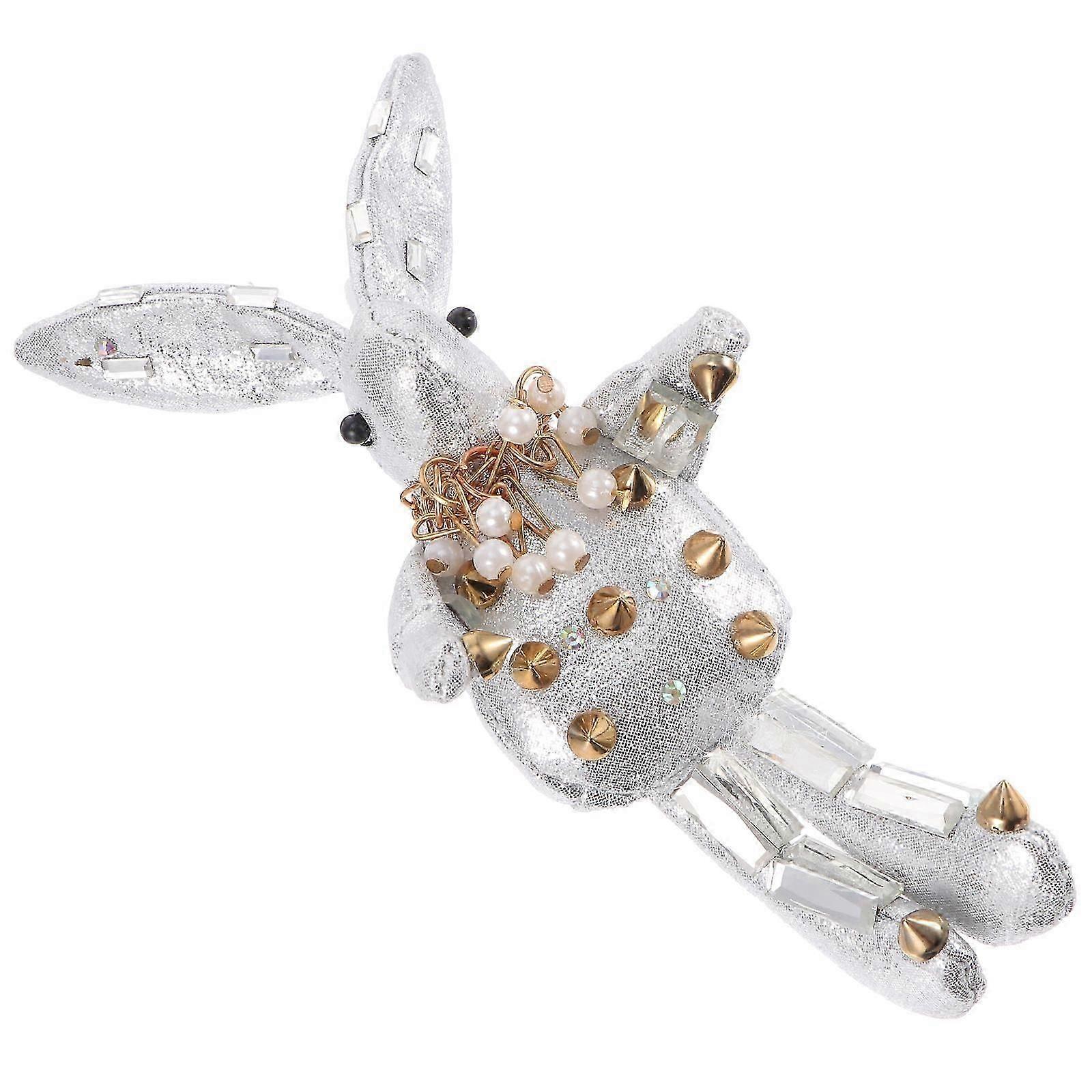 Rabbit Shape Keychain Silver Alloy Rivet Key Ring for Decor 1Pcs Portable Accessory