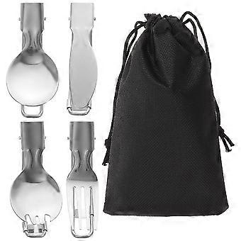 Stainless Steel Folding Utensil for Outdoor Use 3Sets
