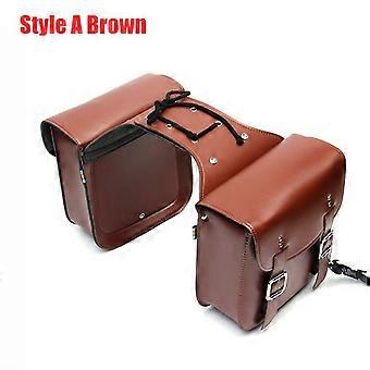 Left+Right Motorcycle Saddle Bags Large Capacity Motorbike Tail Side Bags Storage Tool compatible withHarley compatible withHonda|Leather & Saddle Bag