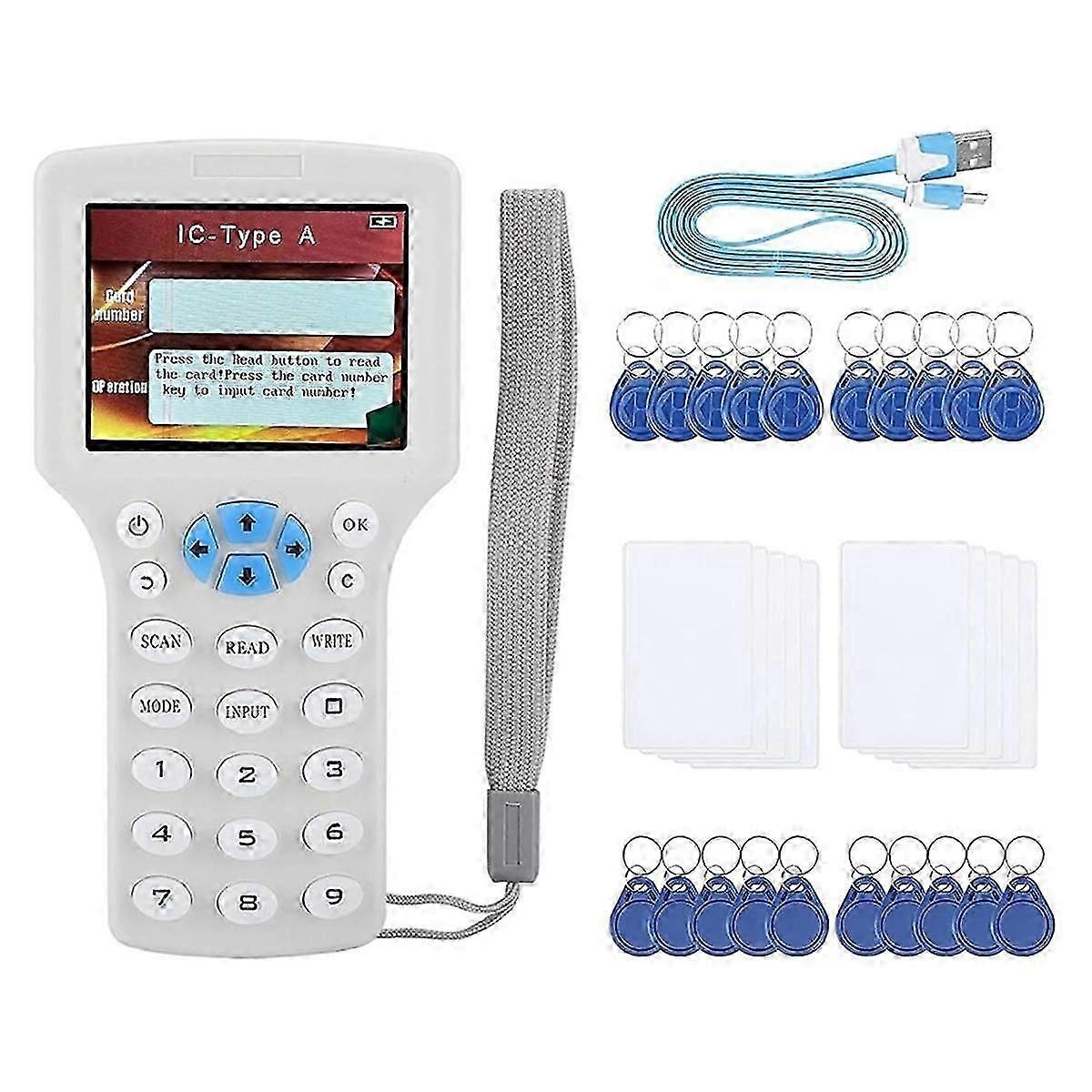 Advanced RFID Card Reader Burner:IC/ID English 10 Frequency RFID Decoder Handheld NFC Scanner for 1