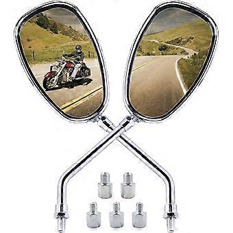 Universal 10mm/8mm Chrome Motorcycle Rearview Side Mirrors - Handle Bar End Mirrors_Special Gift