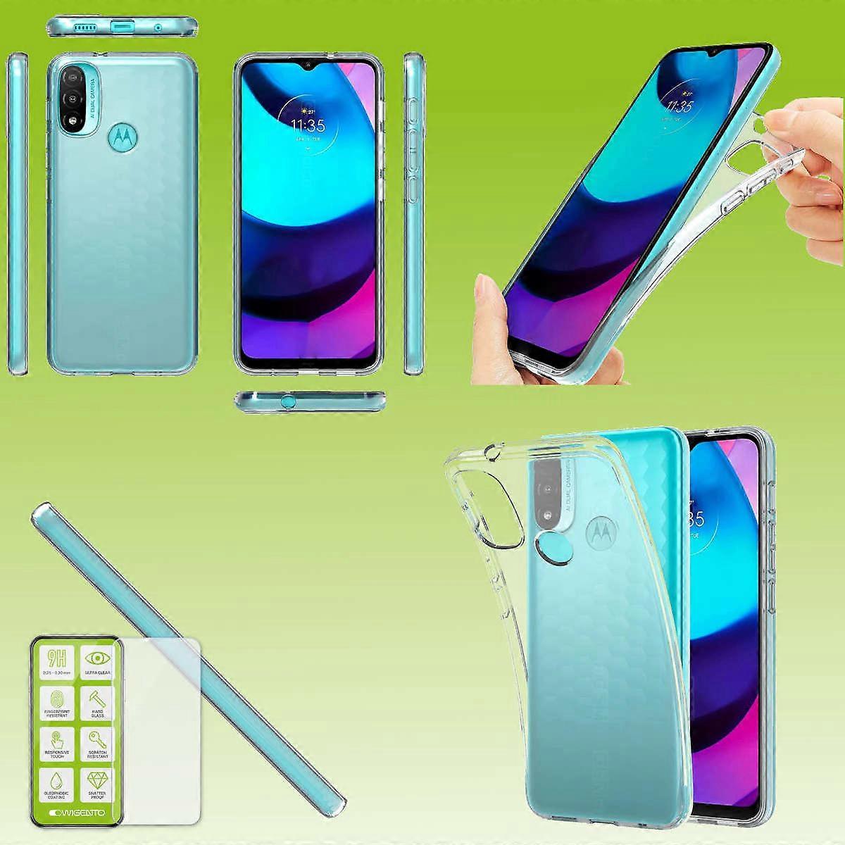 For Motorola Moto E40 Silicone TPU Case Transparent + H9 Glass Phone Case Covers
