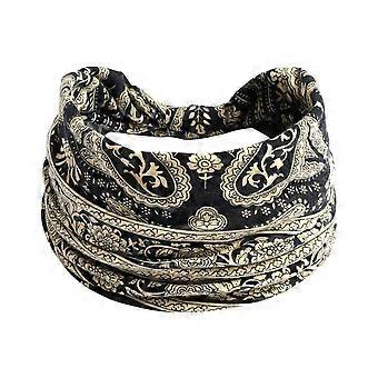 Faixas de cabelo largas para mulheres, estilo boho com nó, turbantes elásticos, faixas de cabelo da moda para mulheres (preto, tamanho único), 1 unidade (pacote).