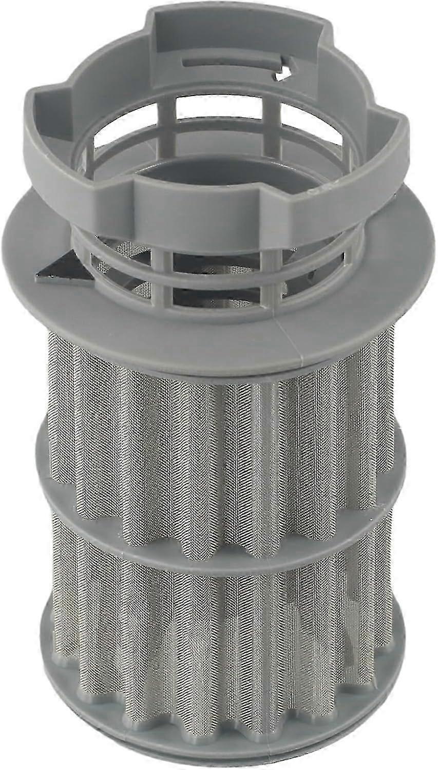 Replacement dishwasher filter with mini circular filter compatible with models 00645038, 13.3*6.2cm, grey, plastic material
