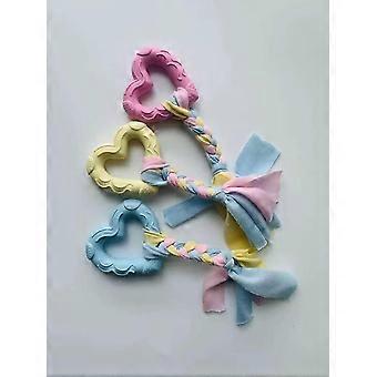 jianc-Dog chewable cotton rope toy with heart-shaped fabric strip; only one piece available, will be shipped randomly.
