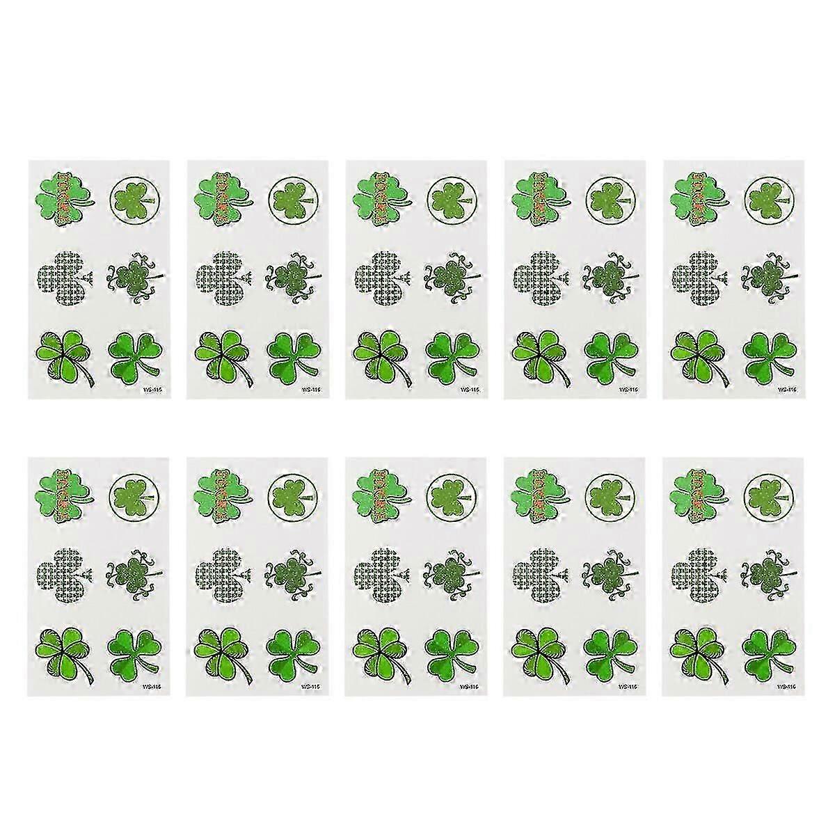 10 Sheets Kids Temporary Stickers Four-leaf Pattern Decals