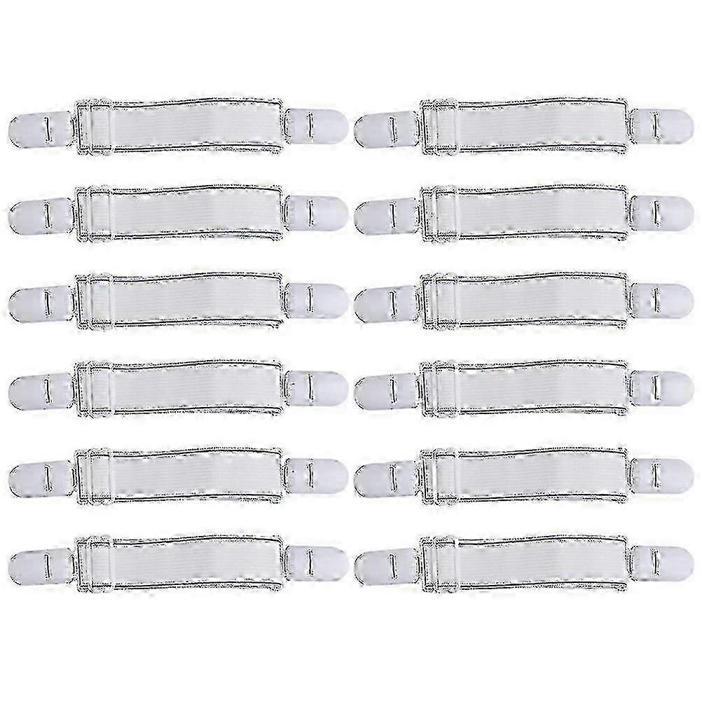Fitted Sheet Fasteners 12-Piece with Clips, Bed Sheet Straps