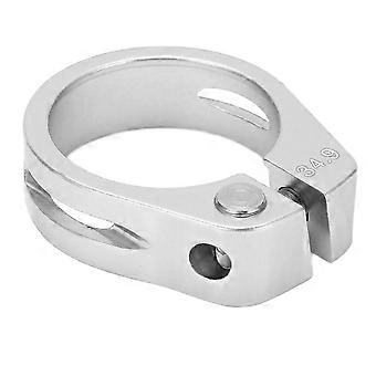 Abraçadeira de canote de selim em liga de alumínio para bicicleta de montanha, com sistema de liberação rápida, ideal para entusiastas do ciclismo, cor prata.