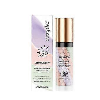 Three-Color Rainbow Protective Isolation Cream Concealer Isolation Cream Brightening Moisturizing Even Makeup Long-Lasting Protective Cream