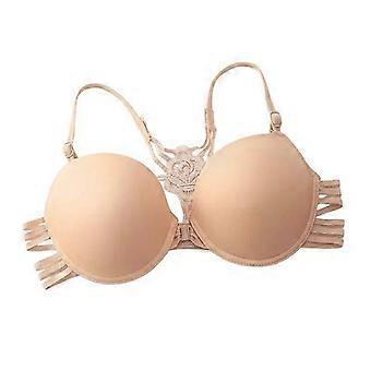 Modischer BH mit Knopfleiste vorne, Spitze, 3/4-Cup, schönem Rücken, nahtlos, kabellos, tiefer V-Ausschnitt, ideal für Strand und Freizeit.
