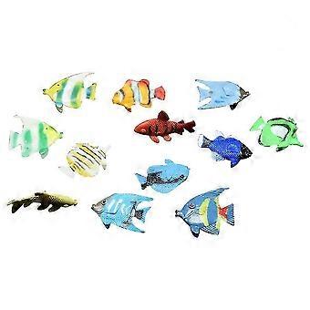 12 Pcs Floating Rubber Fish Toys, Mini Kids Party Decor Accessories