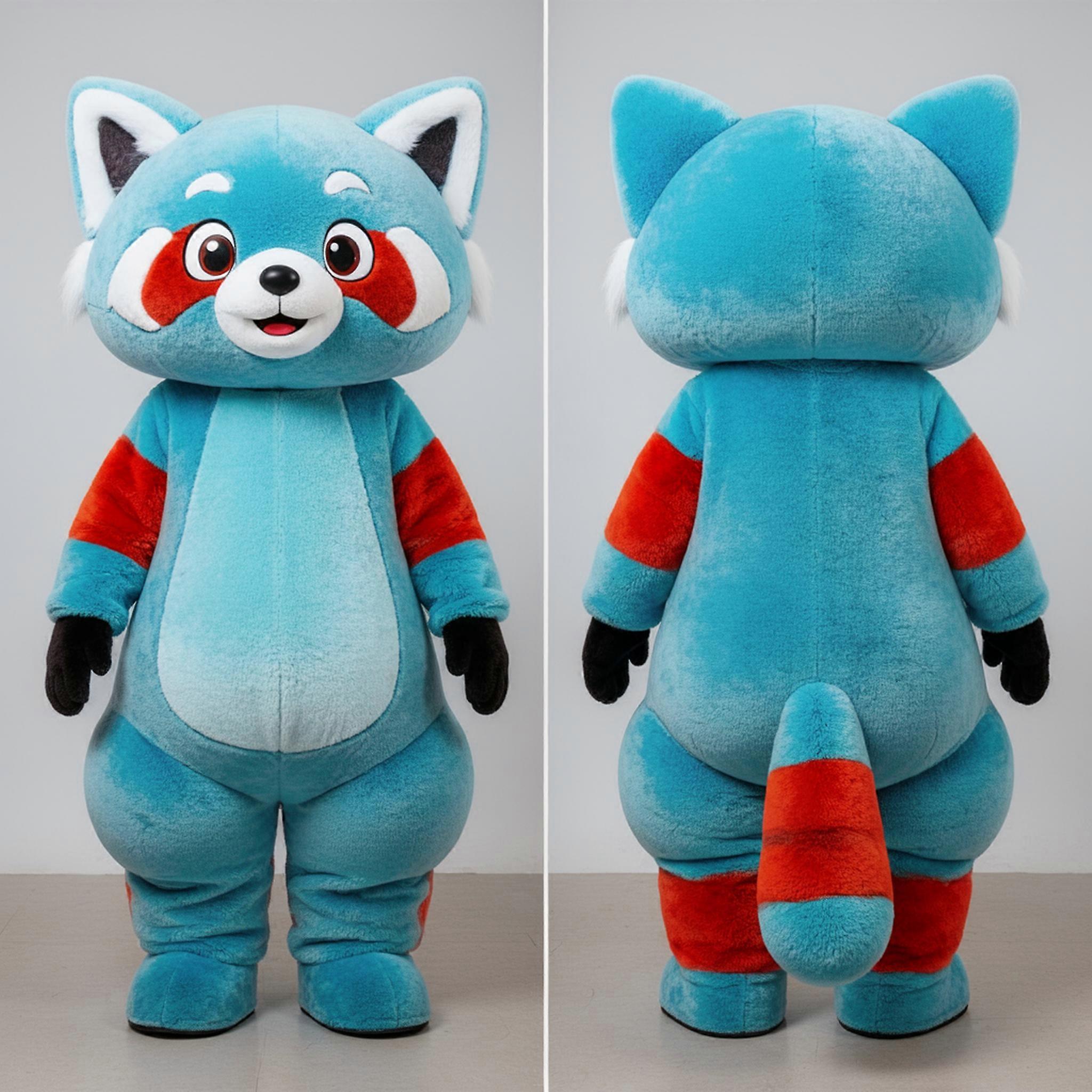 MASTICOT Cyan Velvety Red Panda Mascot