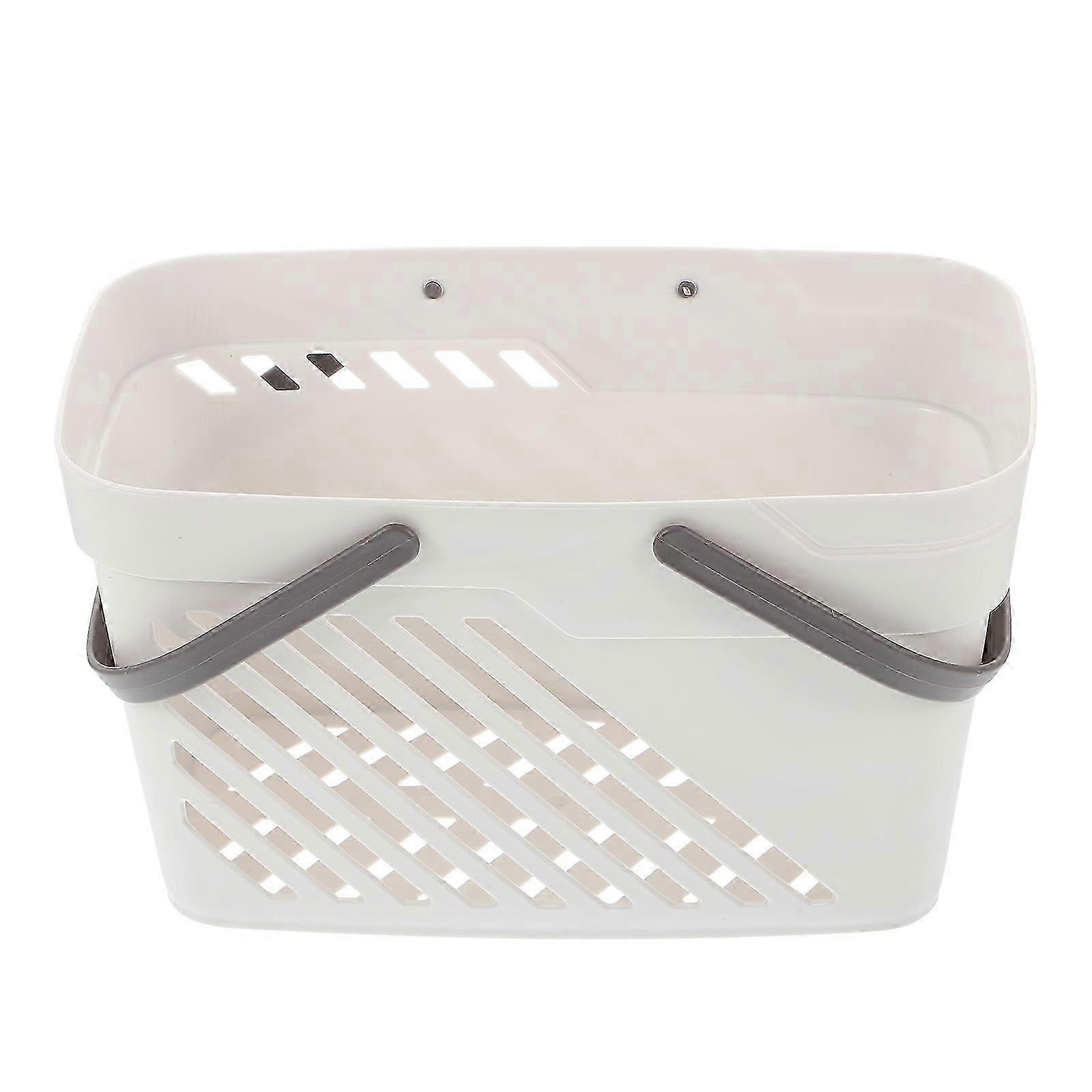 Plastic Rectangular Storage Basket with Handle for Bathroom Organization Light Grey PP Material