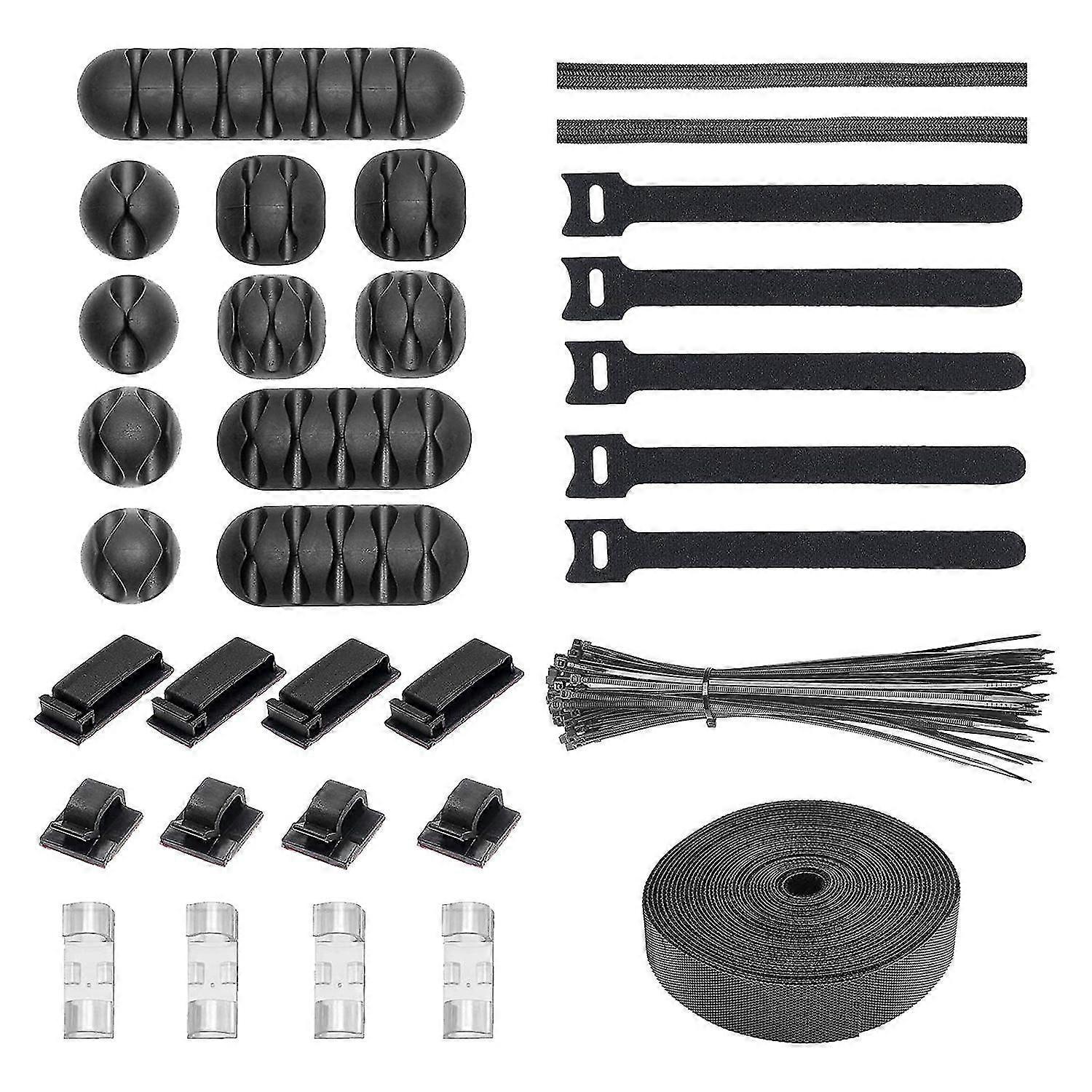 131pcs Cord Organizer Kit,self Adhesive Cable Clip Holders,fastening ,hook Loop Cable Straps