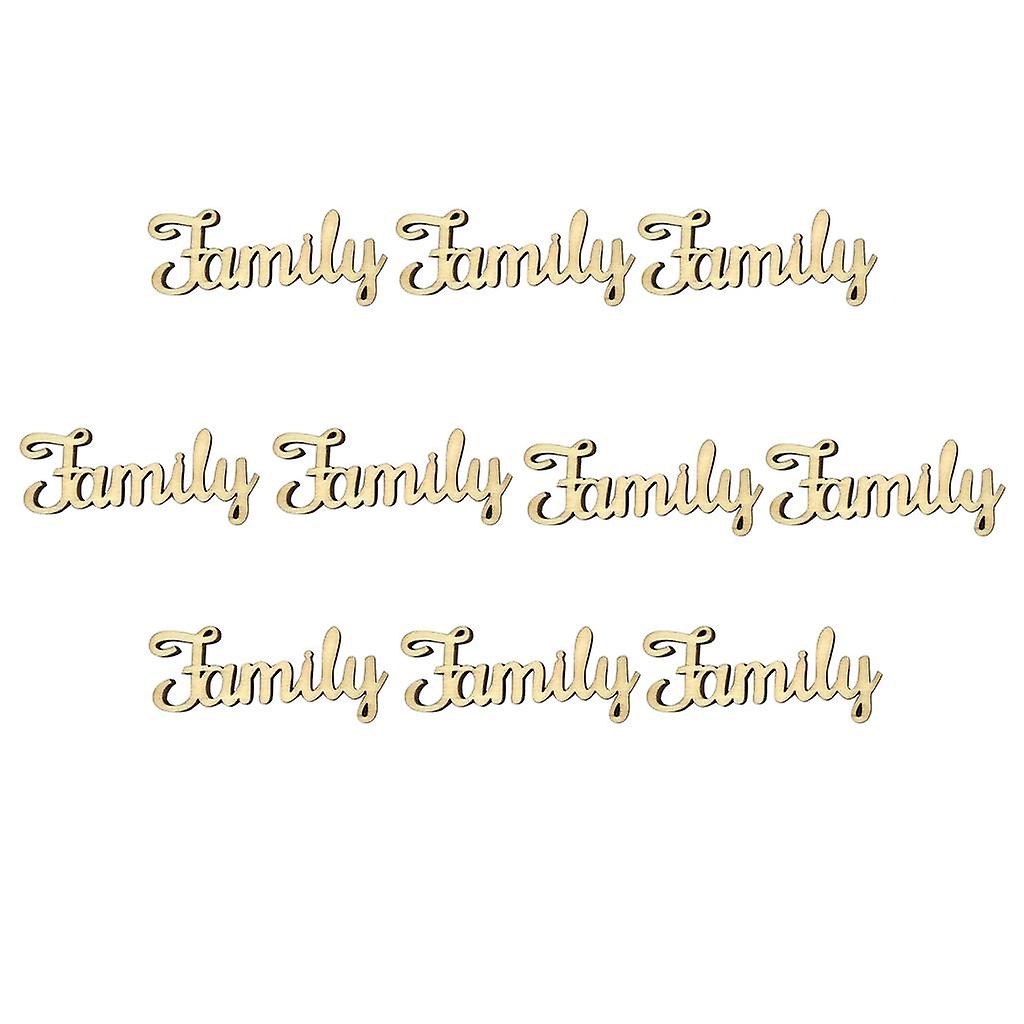 10Pcs Wood Pieces Family Letters Decoration Crafts DIY Wooden Embellishments