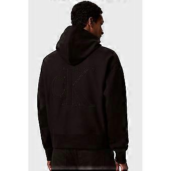Men's Calvin Klein Jeans | Lv04rh208g Embroidery Back Logo Relaxed Fit Overhead Hood Top - Black