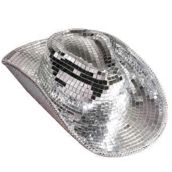 Glanzende cowboyhoed met spiegelende details, reflecterende discobal, geschikt voor vrijgezellenfeestjes, jazzhoed, veelzijdig te gebruiken voor clubs, podia en bars.