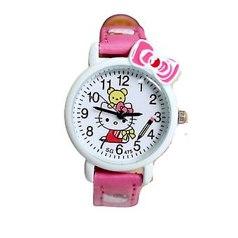 Veeki Child Learning Time Quartz Watch,cartoon 3d Strap,read Time Study Time Todder Watch,kindergarten Learn Time Watchesrose Red