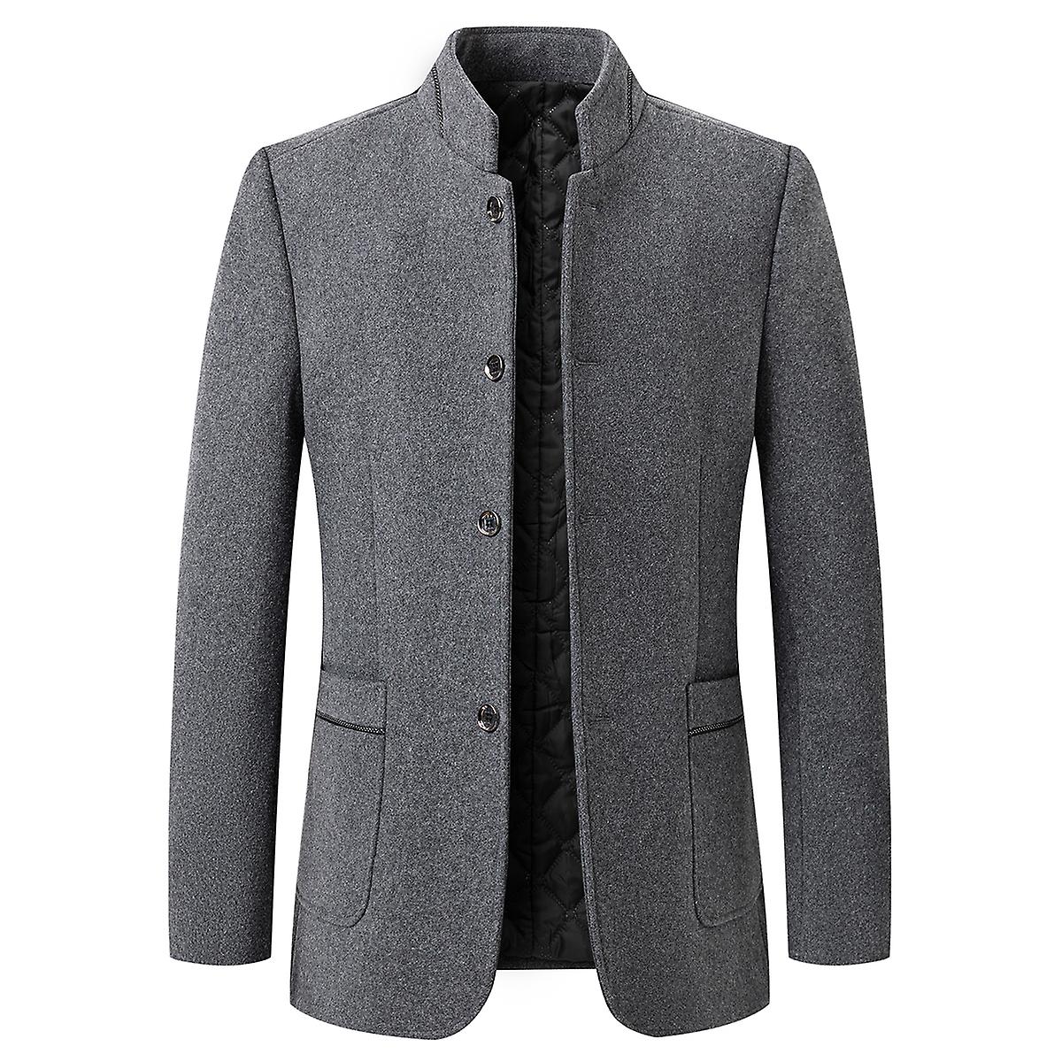 Cloudstyle Men's Casual Stand Collar Single Breasted Solid Color Coat