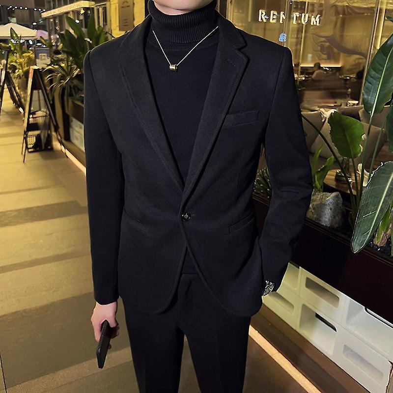 Turtleneck Black Watch Tuxedo Jacket Korean Turtleneck Formal Wear