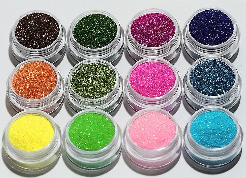 12pcs glitter de grão fino 