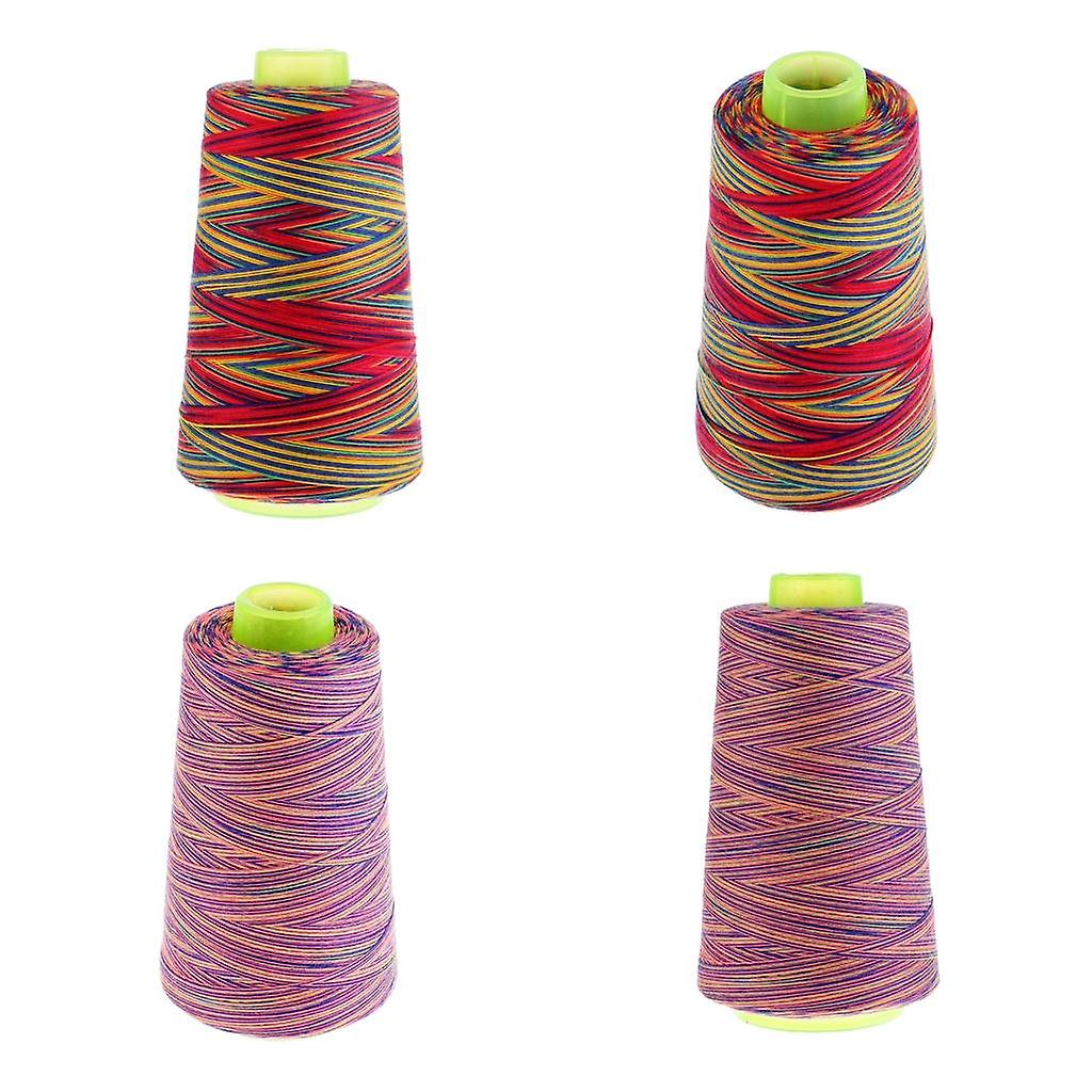4 stycken 4 spole100% polyester 40S / 2 regnbåge overlock sytråd