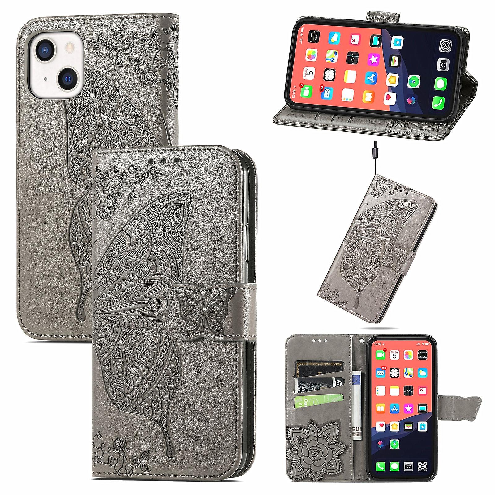 Butterfly Love Flower Leather Case For iPhone 13