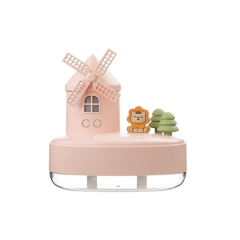 650ml Humidifier Diffuser Usb Double Spray Nozzle Wireless Diffuser Led Light Music Box Pink