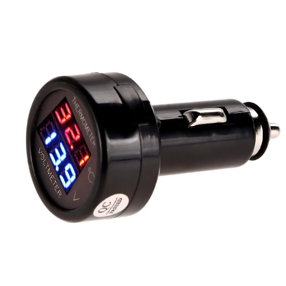 Car 12v Led Digital Display Voltmeter Thermometer Cigarette Lighter Socket Plug Car Boat Temperature Meter Accessories