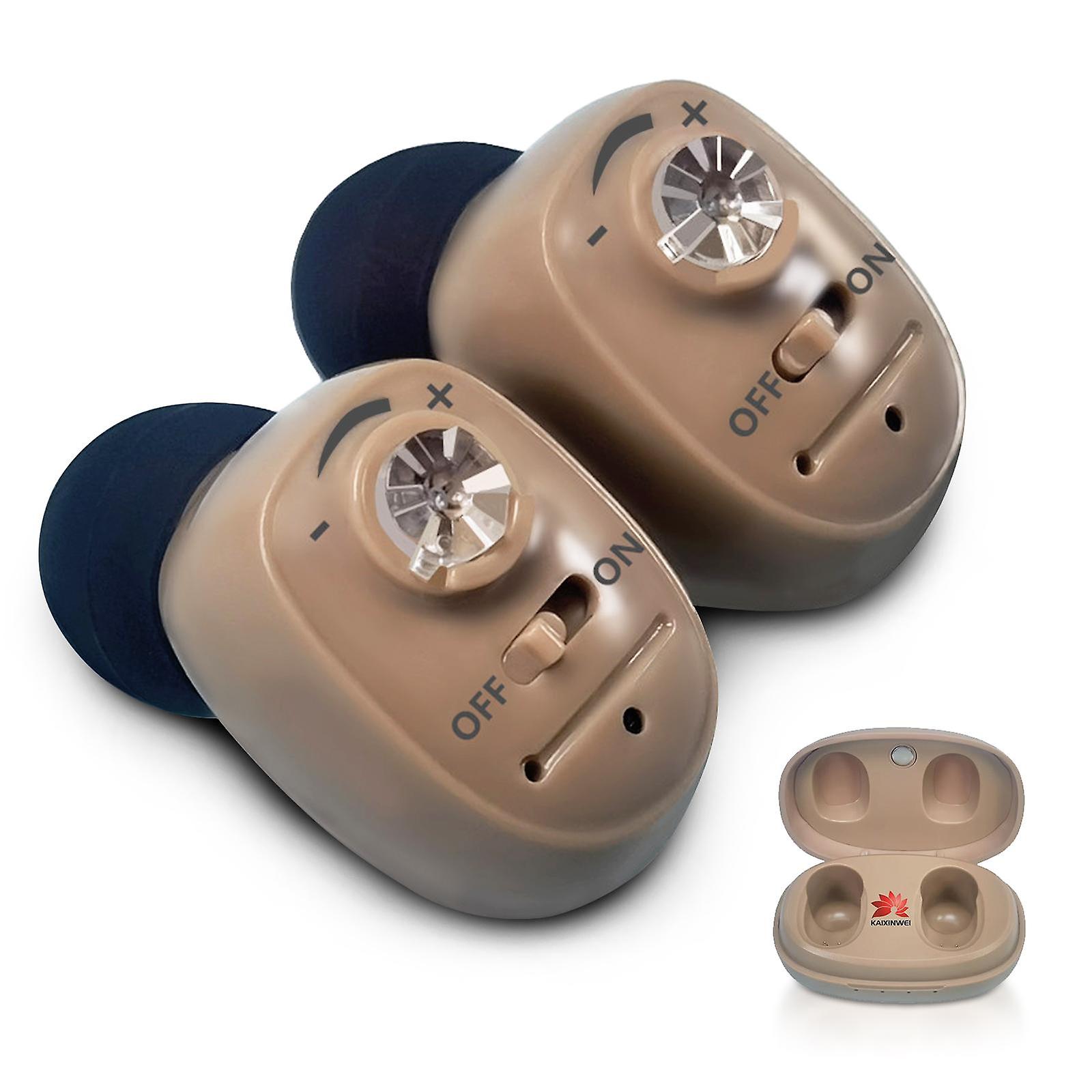 1 Pair Ear Canal Hearing Aids Intelligent Noise Reduction Sound Amplifier for Elderly with Portable