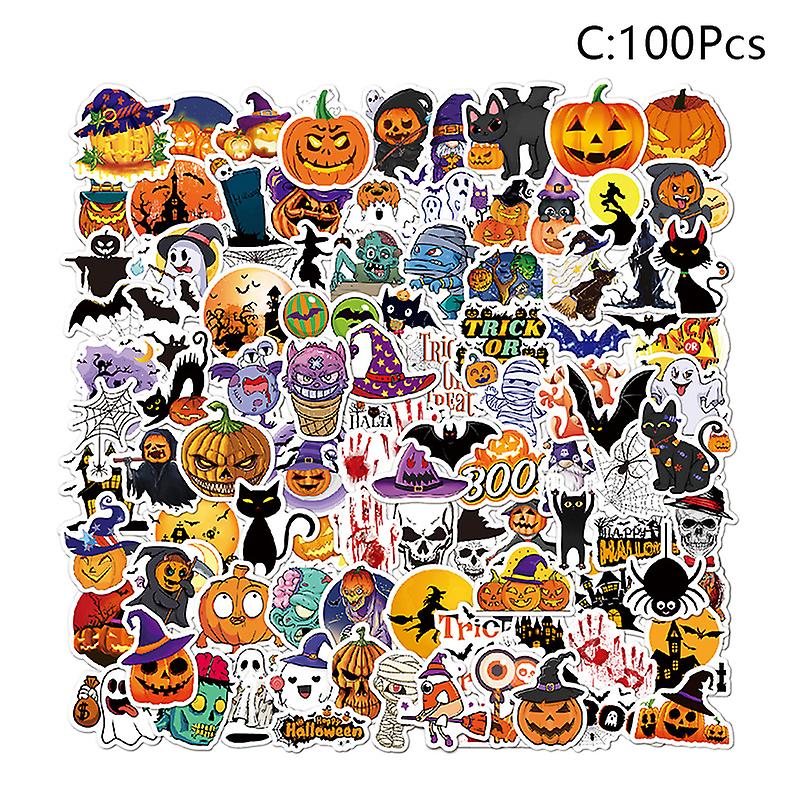 100pc Halloween desen animat Doodle decor autocolant cadou dovleac vrăjitoare graffiti autocolant