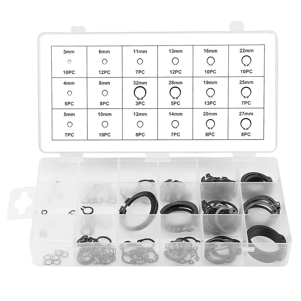 DTCY 150pcs Snap Retaining Ring Circlip Assortment Set 3mm - 32mm 18 Sizes with Box