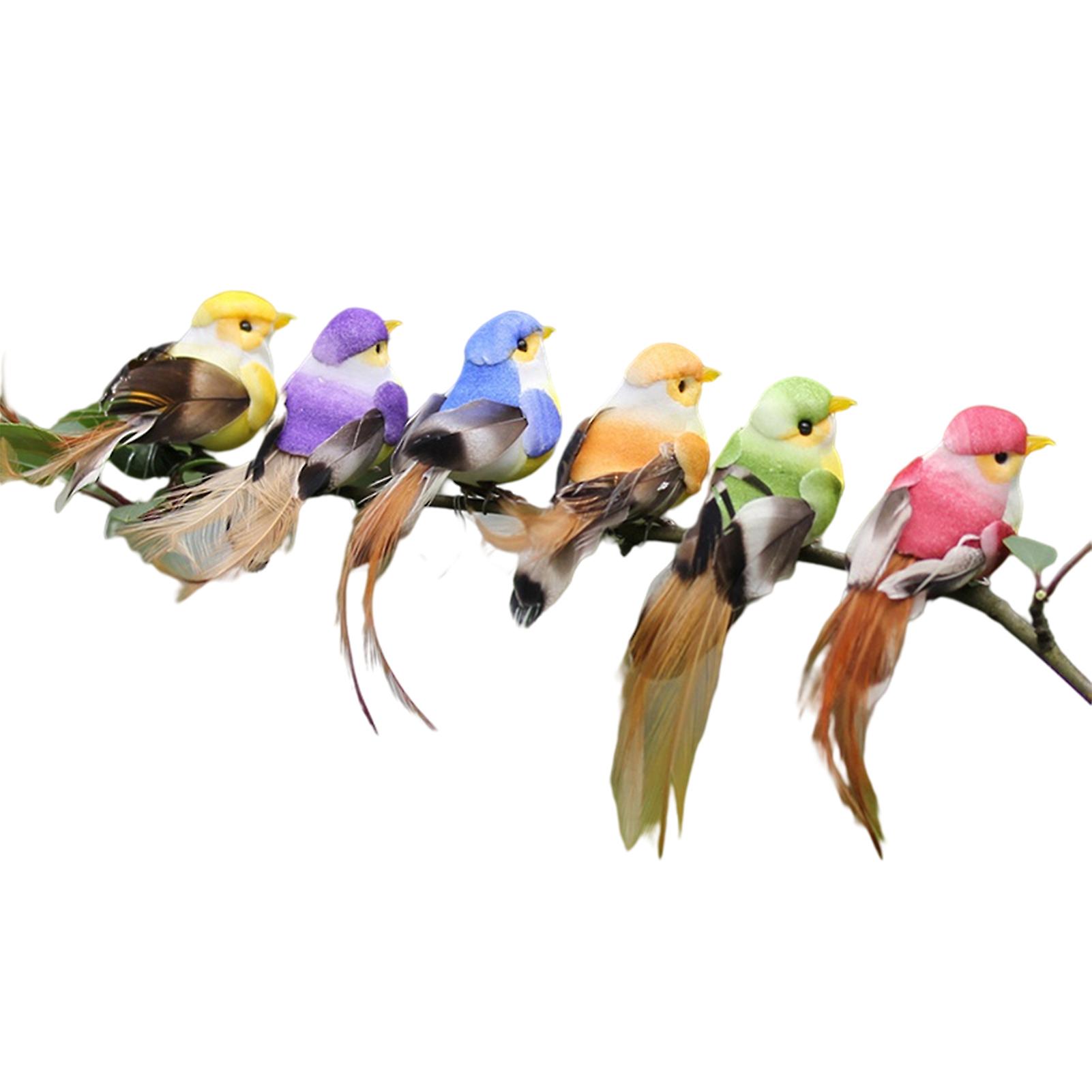 12pcs Mini Artificial Birds Simulation Foam Birds Multicolor Craft Christmas Tree Home Garden
