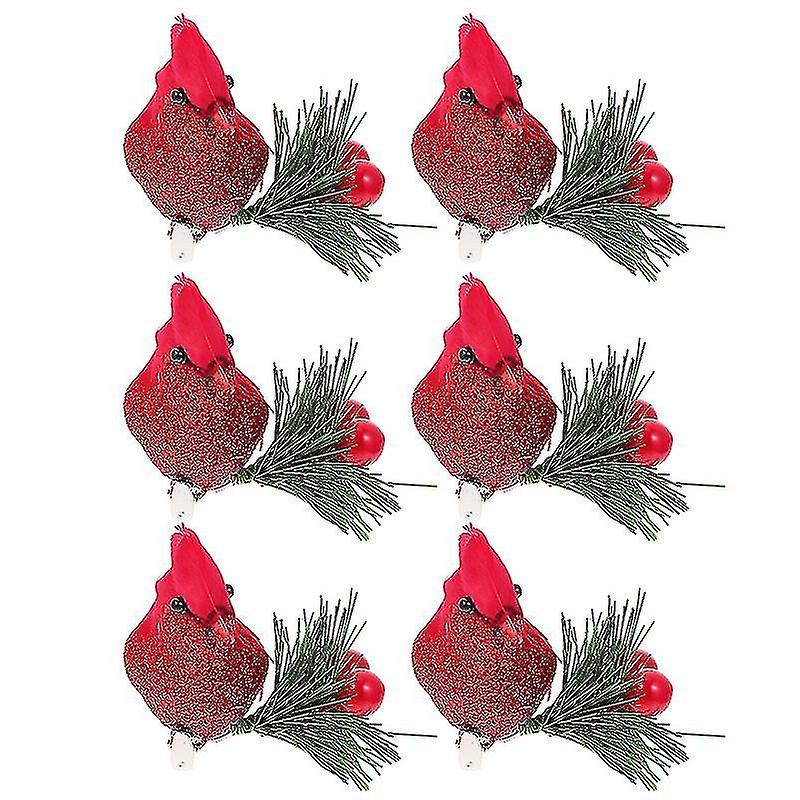 6pcs Xmas Birds Decor