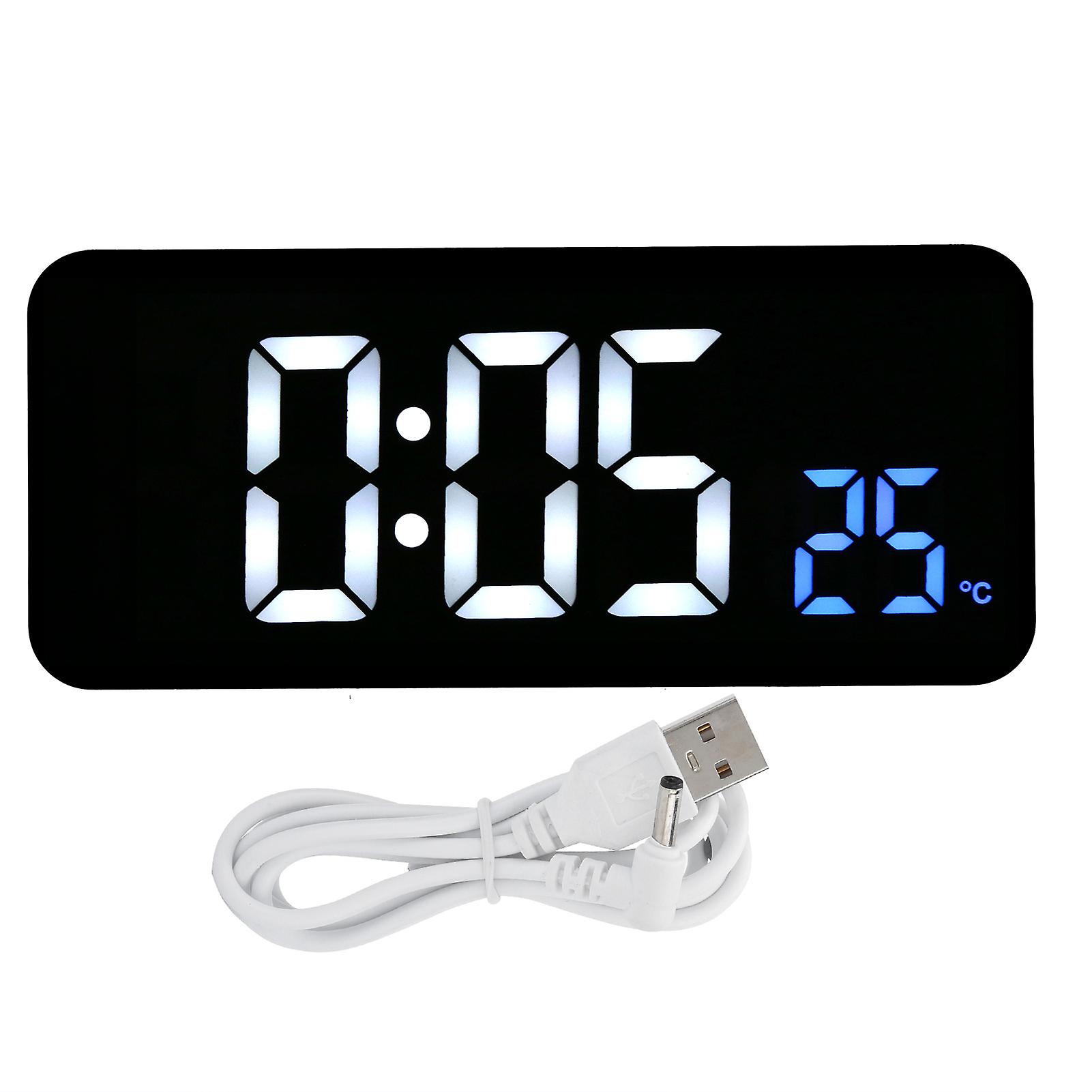Digital Alarm Clock Bedside Multifunctional Electronic Mirror Temp Detect Sound Control Office
