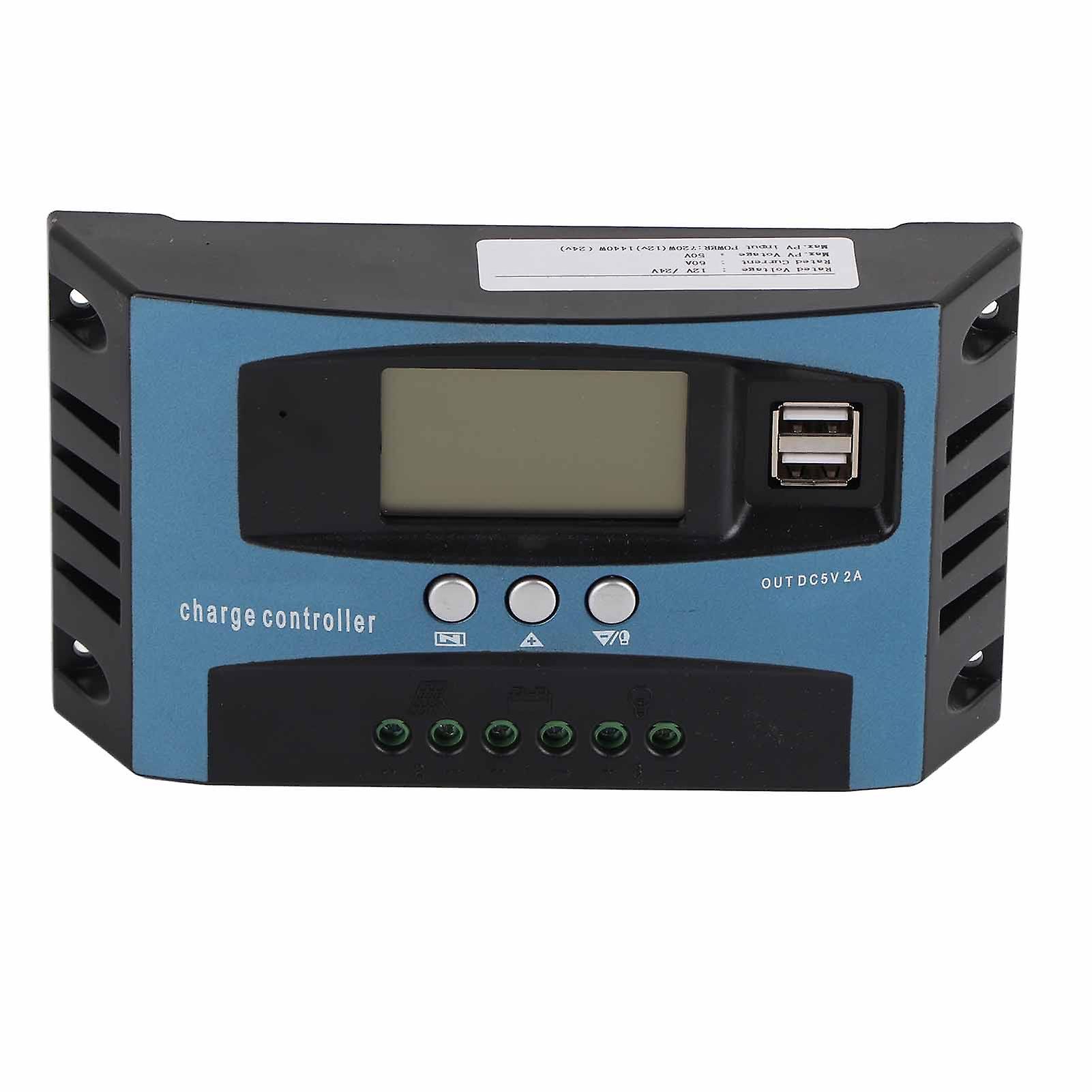 Solar Charge Controller 12V 24V Intelligent Identification MPPT Charging LCD Display Solar Panel Charge Regulator